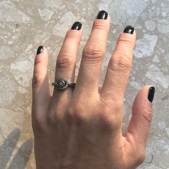 Diamond Halo 925 Sterling Silver Pear Infinity Vintage Ring - Picture 3 of 13